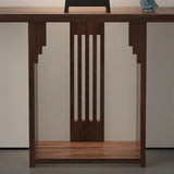 Entryway Rectangle Wooden Console Table with Floor Shelf Image - 6