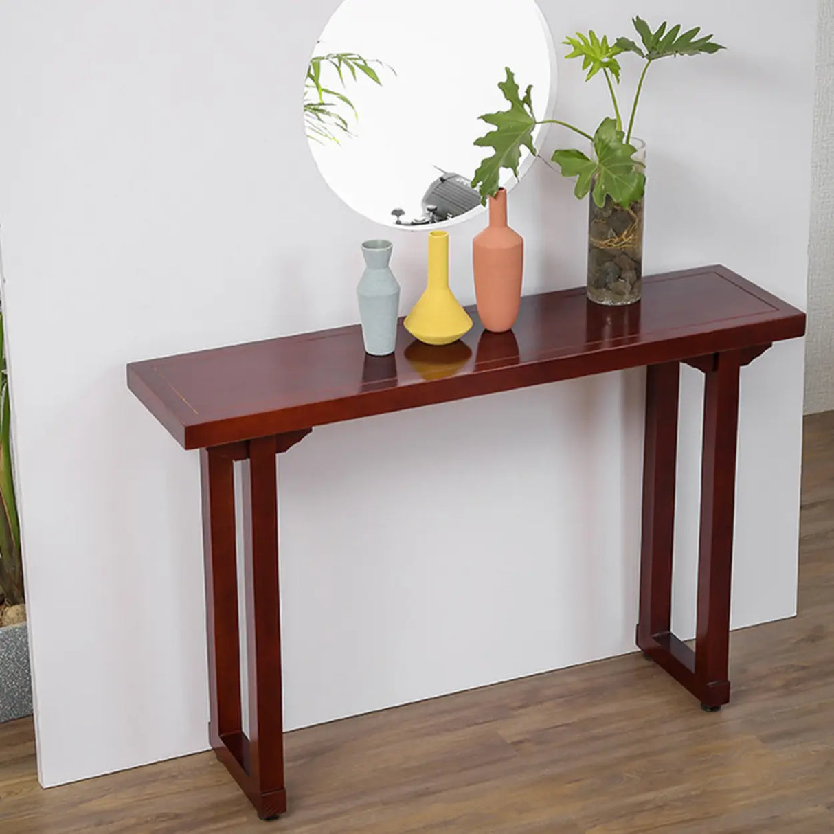 Entryway Rectangular Wood Modern Nut-Brown Console Table Image - 2