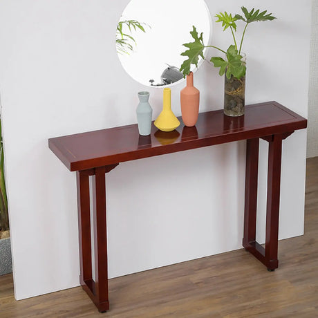 Entryway Rectangular Wood Modern Nut-Brown Console Table Image - 2