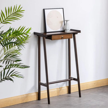 Entryway Trestle Rectangular Wood Nut-Brown Console Table Image - 1