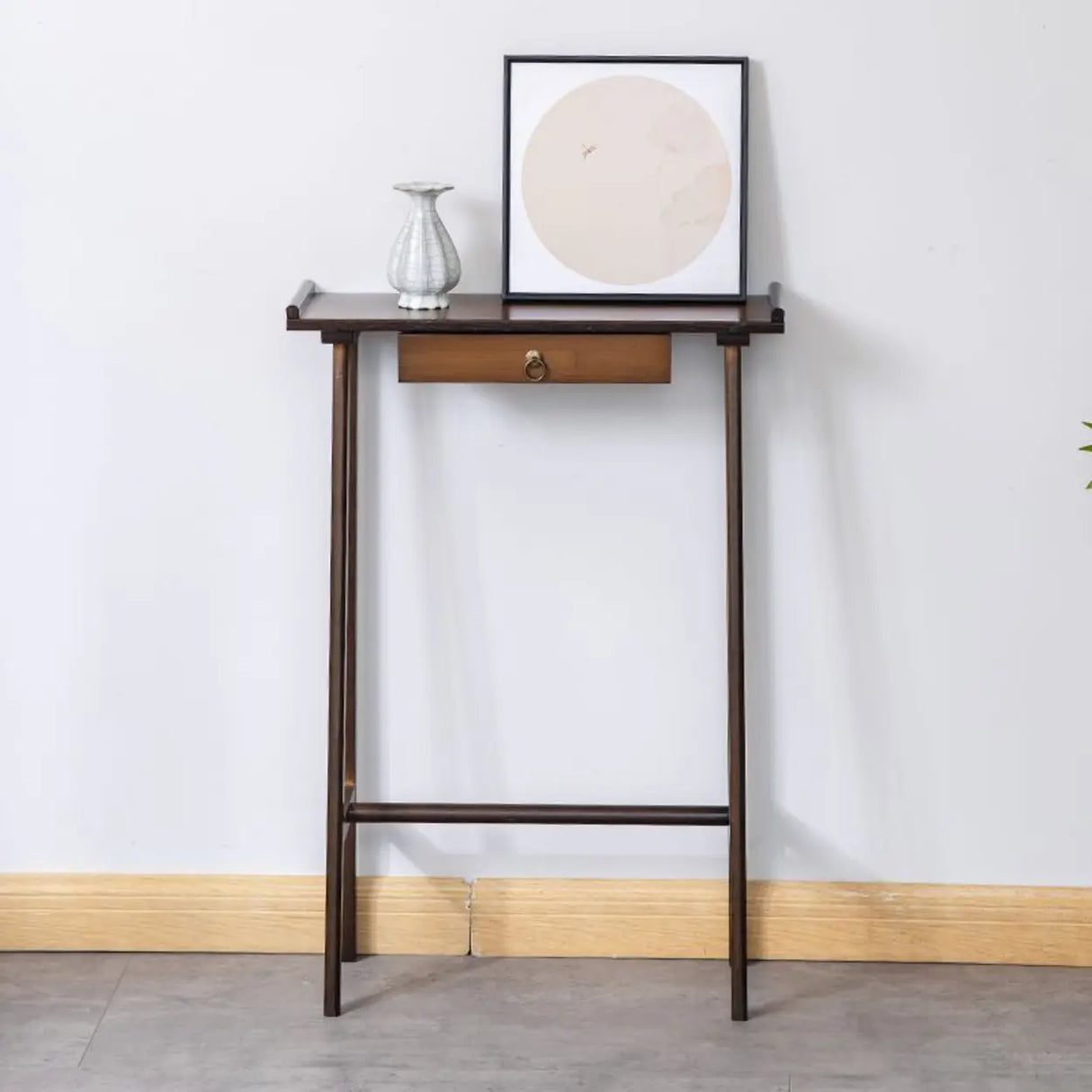 Entryway Trestle Rectangular Wood Nut-Brown Console Table Image - 6