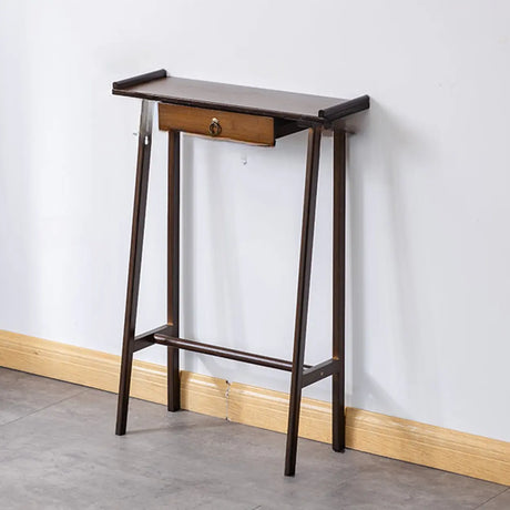 Entryway Trestle Rectangular Wood Nut-Brown Console Table Image - 2