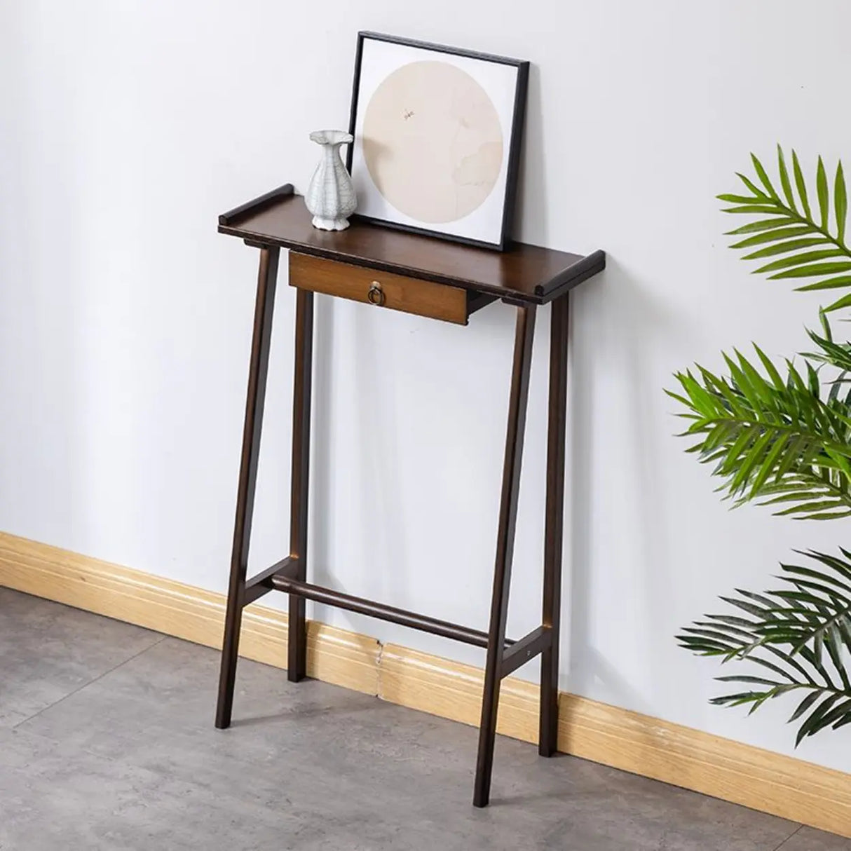 Entryway Trestle Rectangular Wood Nut-Brown Console Table Image - 4