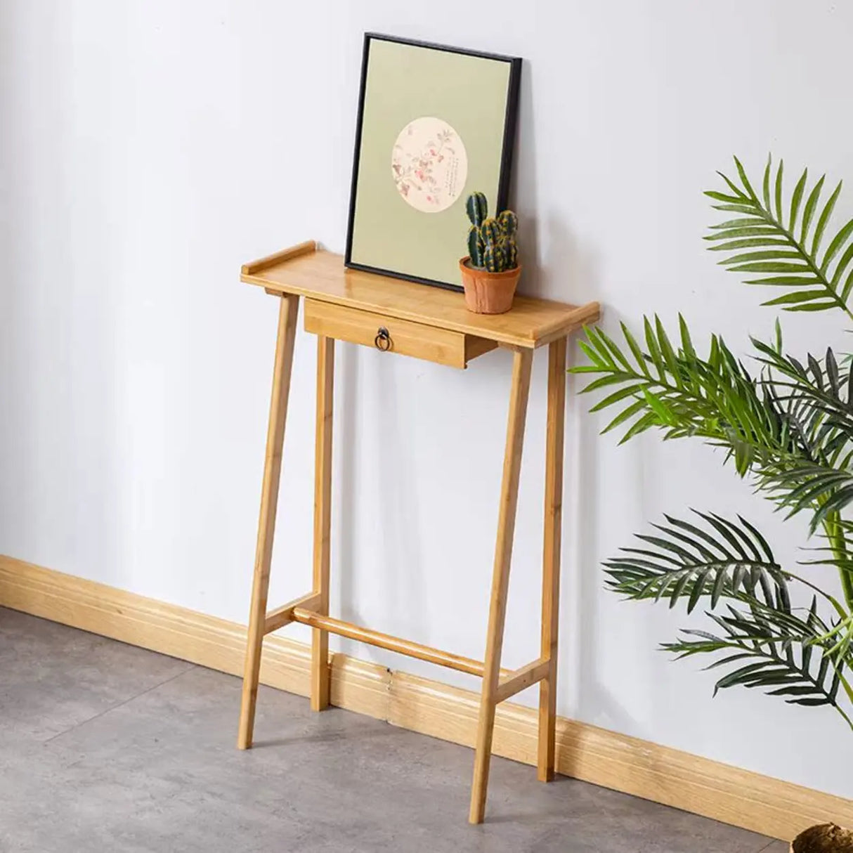 Entryway Trestle Rectangular Wood Nut-Brown Console Table Image - 5