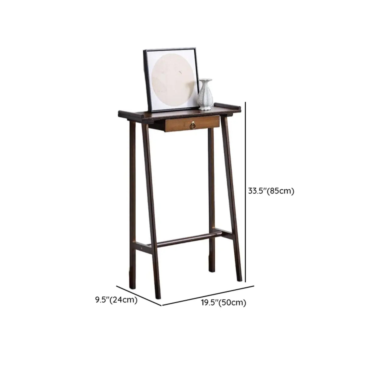Entryway Trestle Rectangular Wood Nut-Brown Console Table 