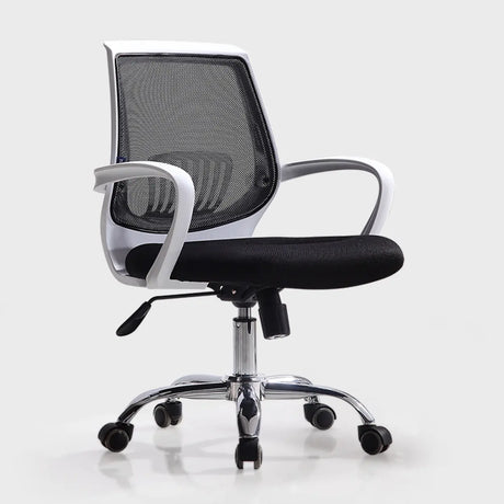 Ergonomic Adjustable Black Swivel Fixed Arms Office Chair Image - 1