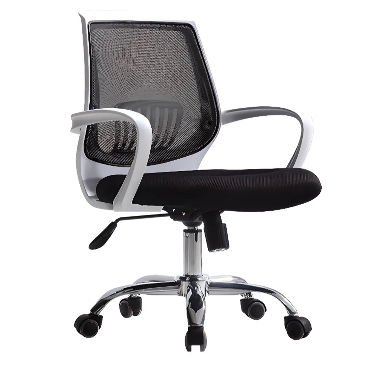 Ergonomic Adjustable Black Swivel Fixed Arms Office Chair Image - 11