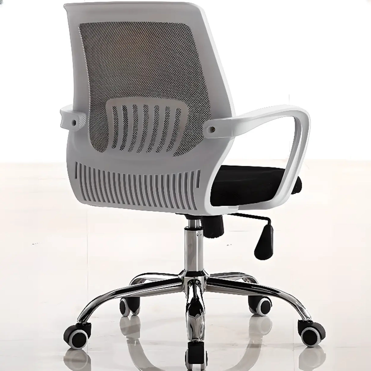 Ergonomic Adjustable Black Swivel Fixed Arms Office Chair Image - 13