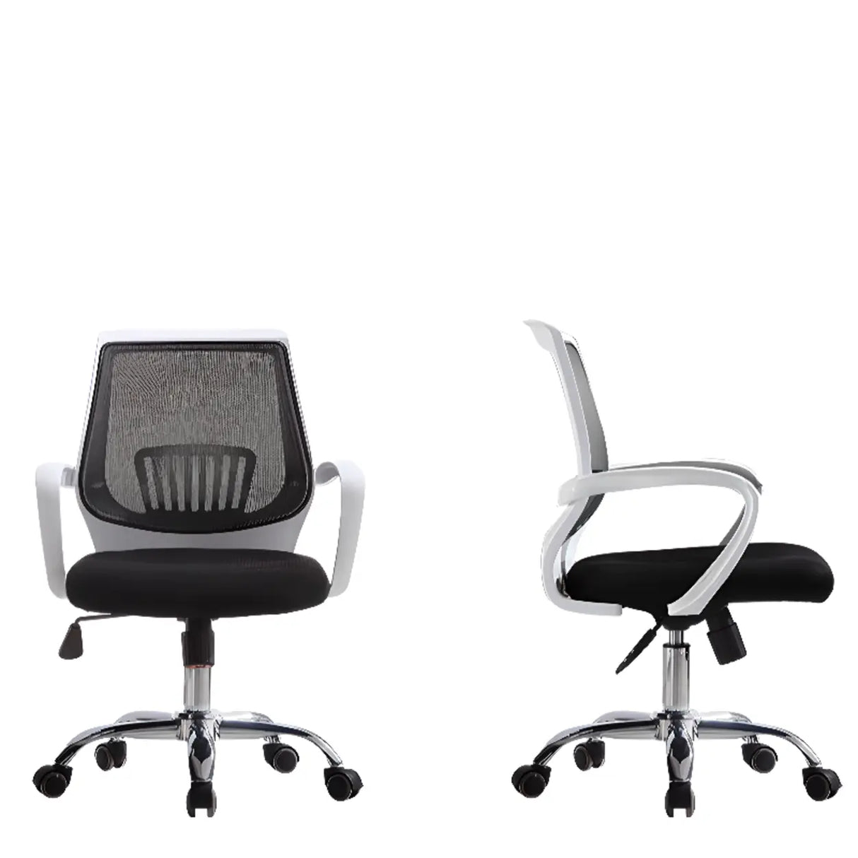 Ergonomic Adjustable Black Swivel Fixed Arms Office Chair Image - 16