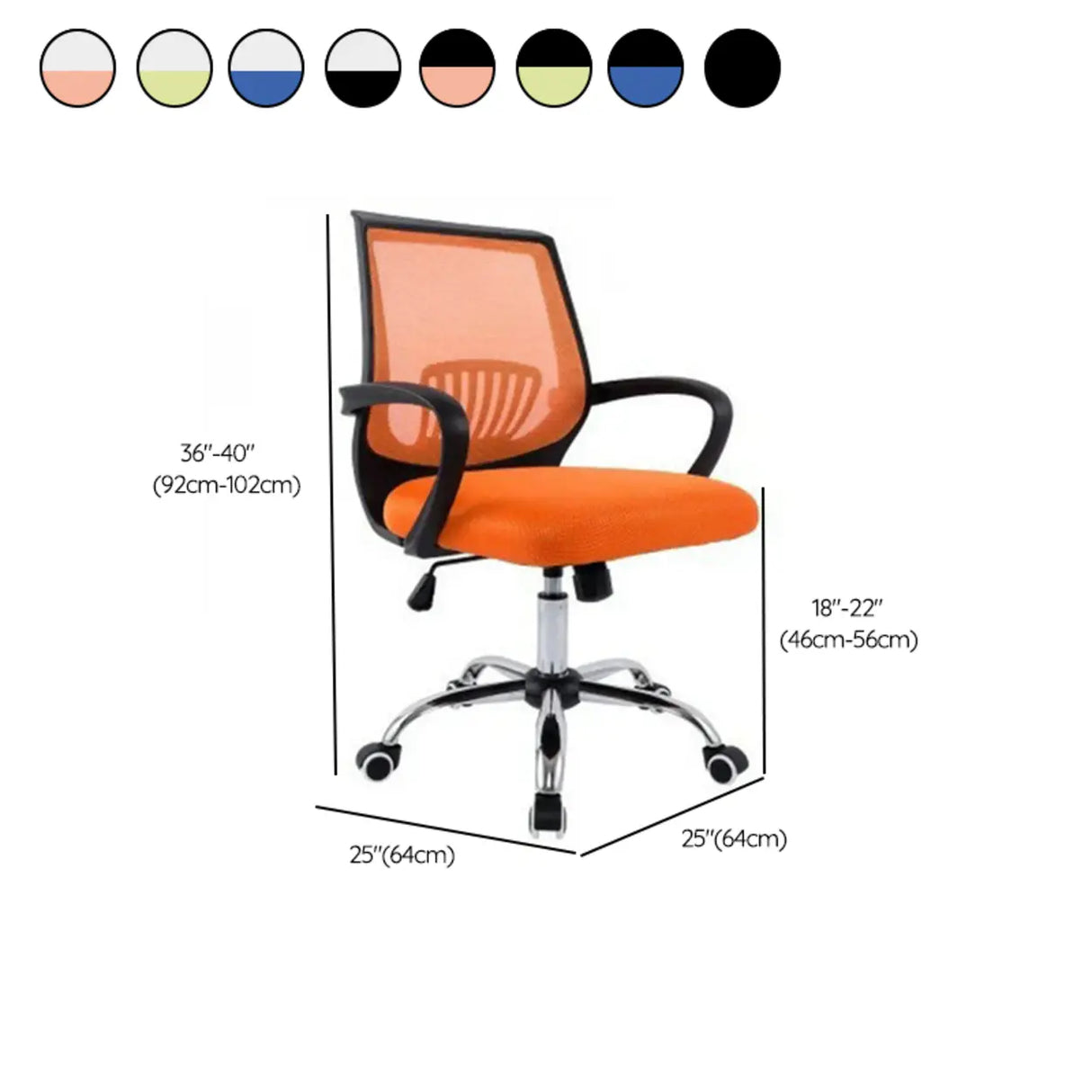 Ergonomic Adjustable Black Swivel Fixed Arms Office Chair 