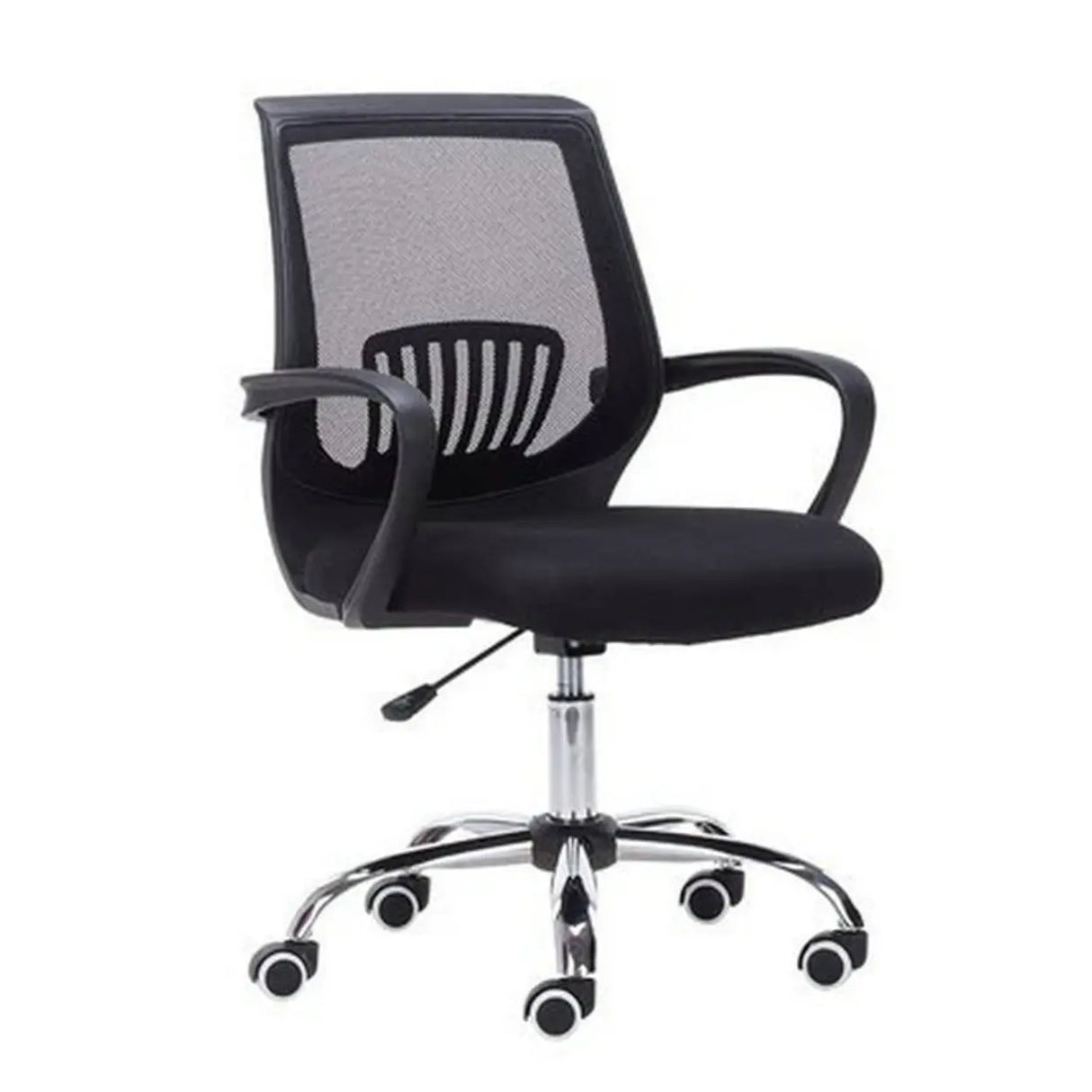 Ergonomic Adjustable Black Swivel Fixed Arms Office Chair Image - 3