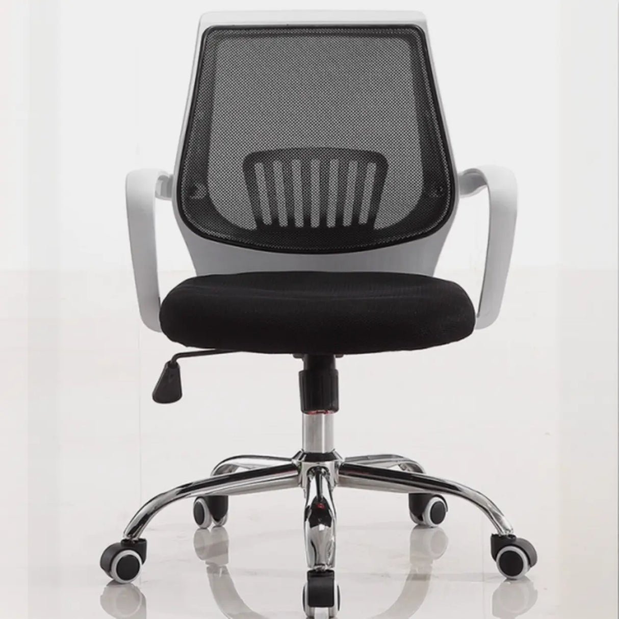 Ergonomic Adjustable Black Swivel Fixed Arms Office Chair Image - 9