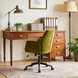 Ergonomic Adjustable Green Upholstered Swivel Office Chair Image - 3