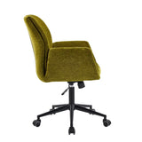 Ergonomic Adjustable Green Upholstered Swivel Office Chair Image - 5