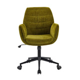 Ergonomic Adjustable Green Upholstered Swivel Office Chair Image - 6