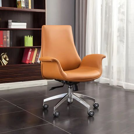Ergonomic Adjustable Swivel Leather Executive Office Chair Image - 2