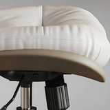 Ergonomic Armless Leather Swivel White Office Chairs Image - 12