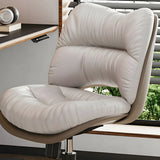 Ergonomic Armless Leather Swivel White Office Chairs Image - 13