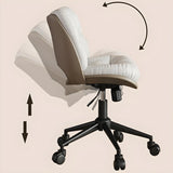 Ergonomic Armless Leather Swivel White Office Chairs Image - 17