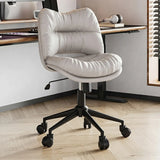 Ergonomic Armless Leather Swivel White Office Chairs Image - 3