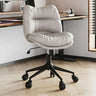 Ergonomic Armless Leather Swivel White Office Chairs Image - 3