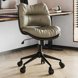 Ergonomic Armless Leather Swivel White Office Chairs Image - 7