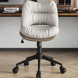 Ergonomic Armless Leather Swivel White Office Chairs Image - 8