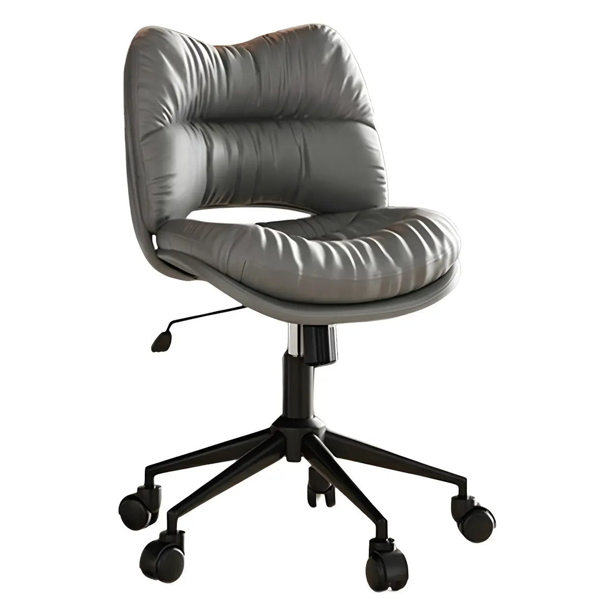 Ergonomic Armless Leather Swivel White Office Chairs Image - 9