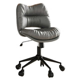 Ergonomic Armless Leather Swivel White Office Chairs Image - 9