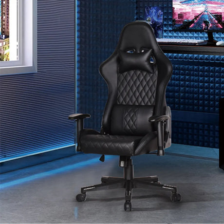 Ergonomic Black Adjustable Gaming Faux Leather Office Chair Image - 1