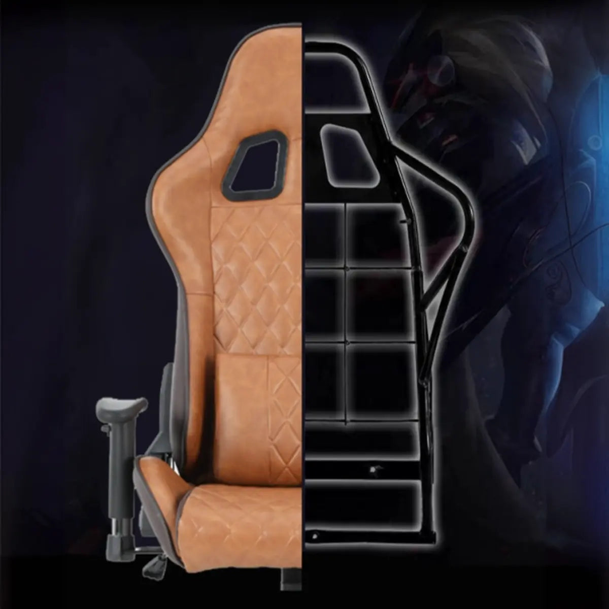 Ergonomic Black Adjustable Gaming Faux Leather Office Chair Image - 3
