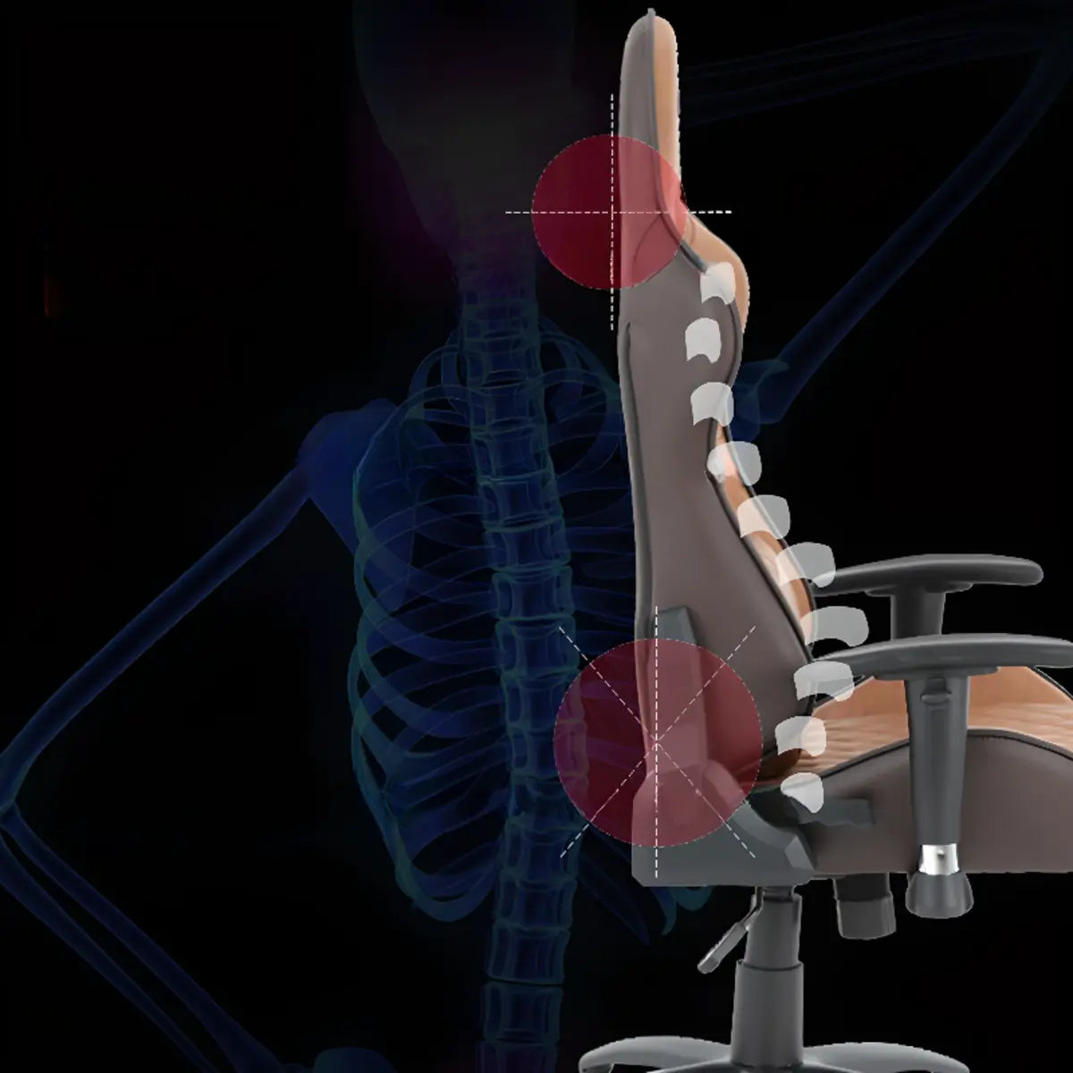 Ergonomic Black Adjustable Gaming Faux Leather Office Chair Image - 7