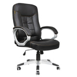 Ergonomic Black Adjustable Leather Swivel Office Chair Image - 4