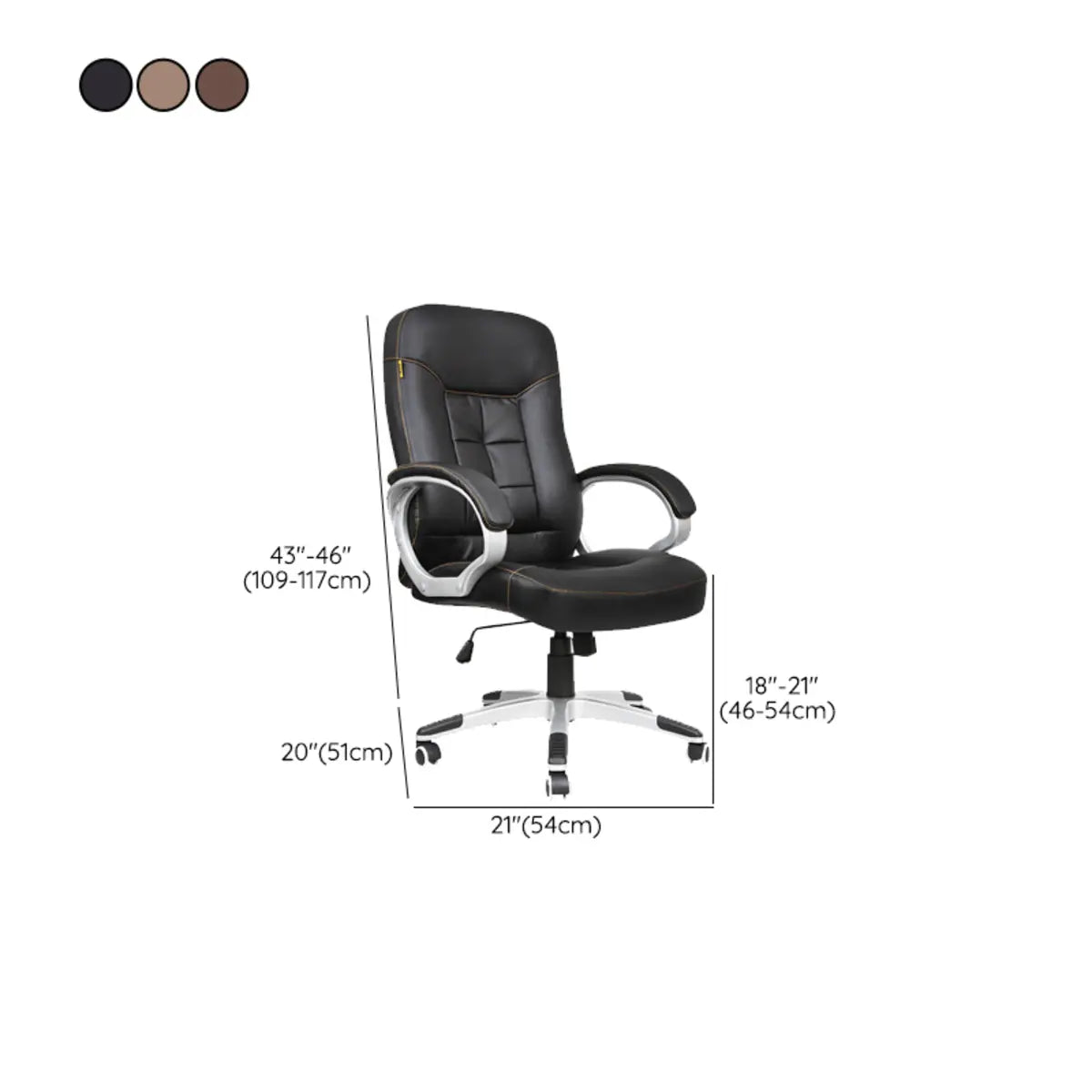 Ergonomic Black Adjustable Leather Swivel Office Chair 