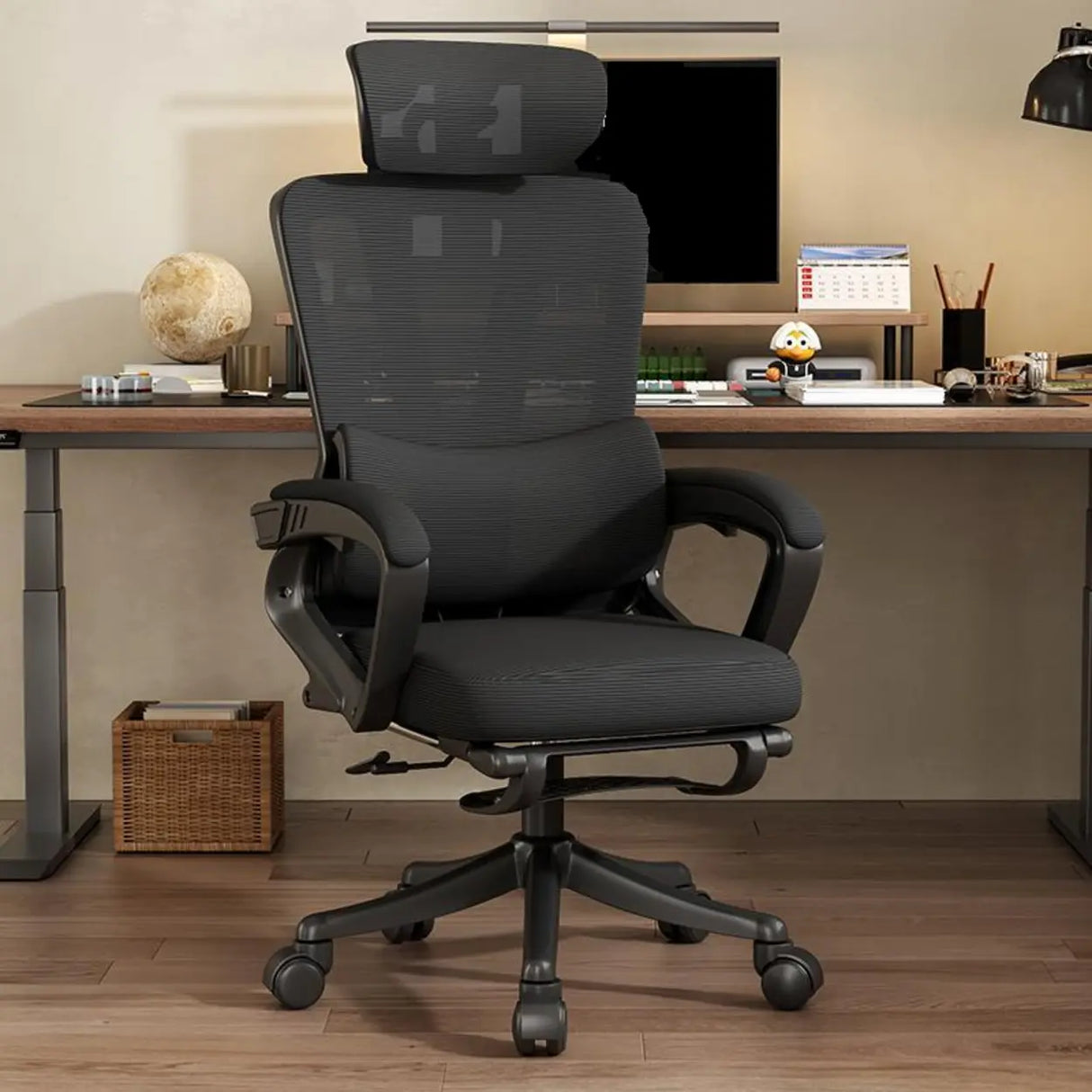 Ergonomic Black Adjustable Mesh Reclining Office Chair Image - 1