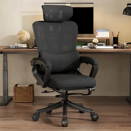 Ergonomic Black Adjustable Mesh Reclining Office Chair Image - 1
