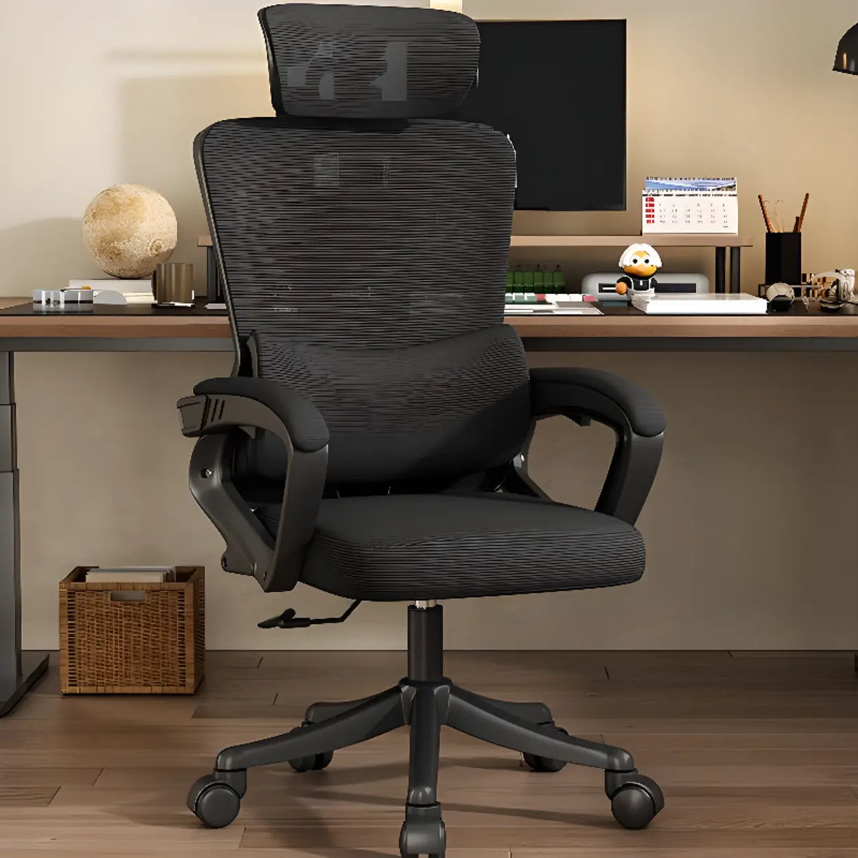 Ergonomic Black Adjustable Mesh Reclining Office Chair Image - 2