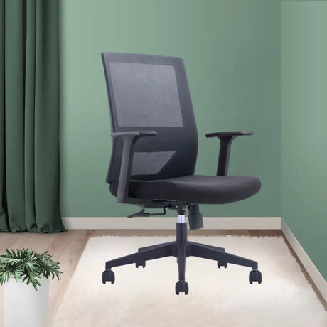 Ergonomic Black Mesh Fixed Arms Adjustable Office Chair Image - 1