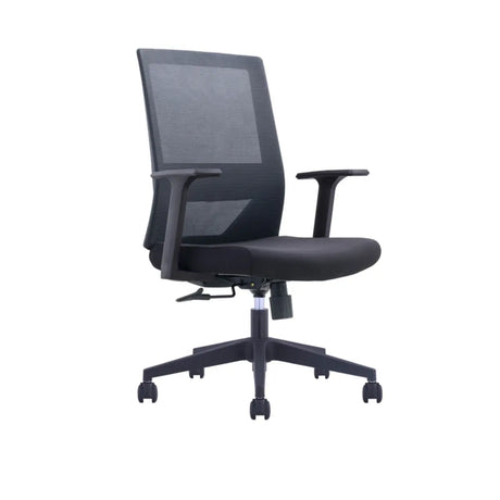 Ergonomic Black Mesh Fixed Arms Adjustable Office Chair Image - 2