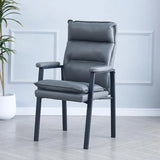 Ergonomic Black Modern High-Back Leather Office Chair Image - 11