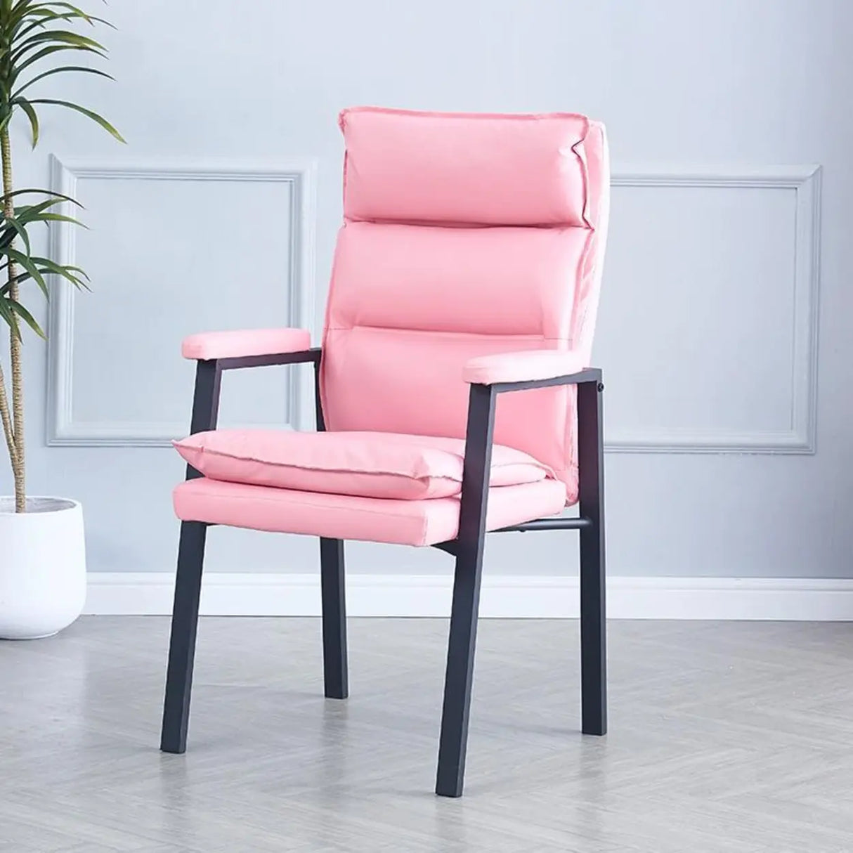 Ergonomic Black Modern High-Back Leather Office Chair Image - 17