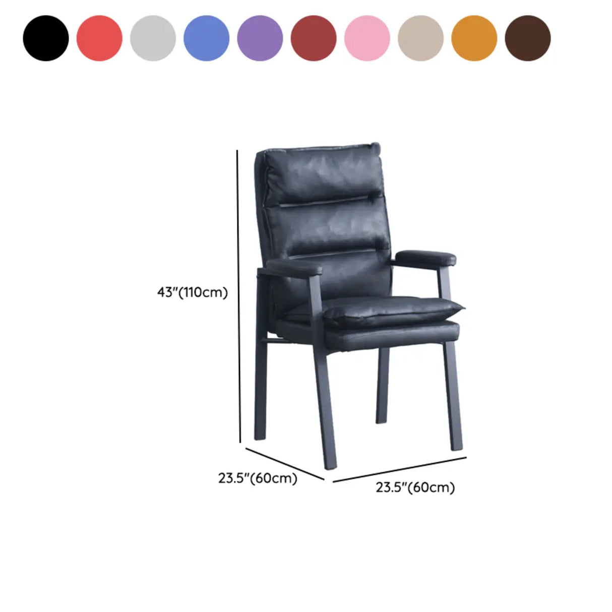 Ergonomic Black Modern High-Back Leather Office Chair 