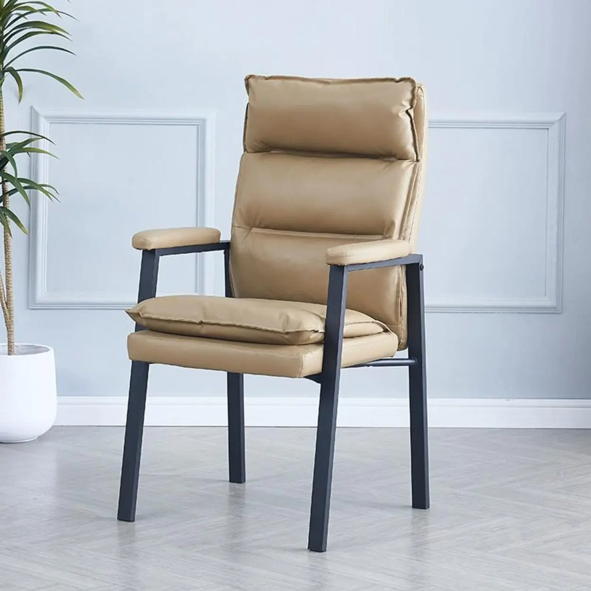 Ergonomic Black Modern High-Back Leather Office Chair Image - 8
