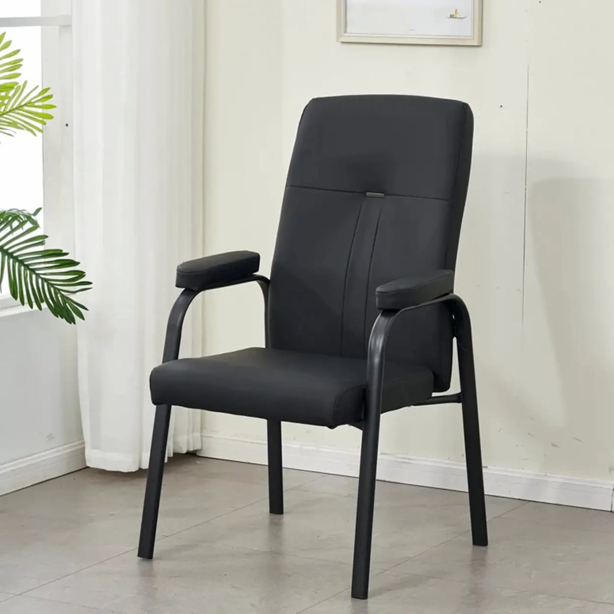 Ergonomic Black Steel Modern Leather Office Chairs Image - 1