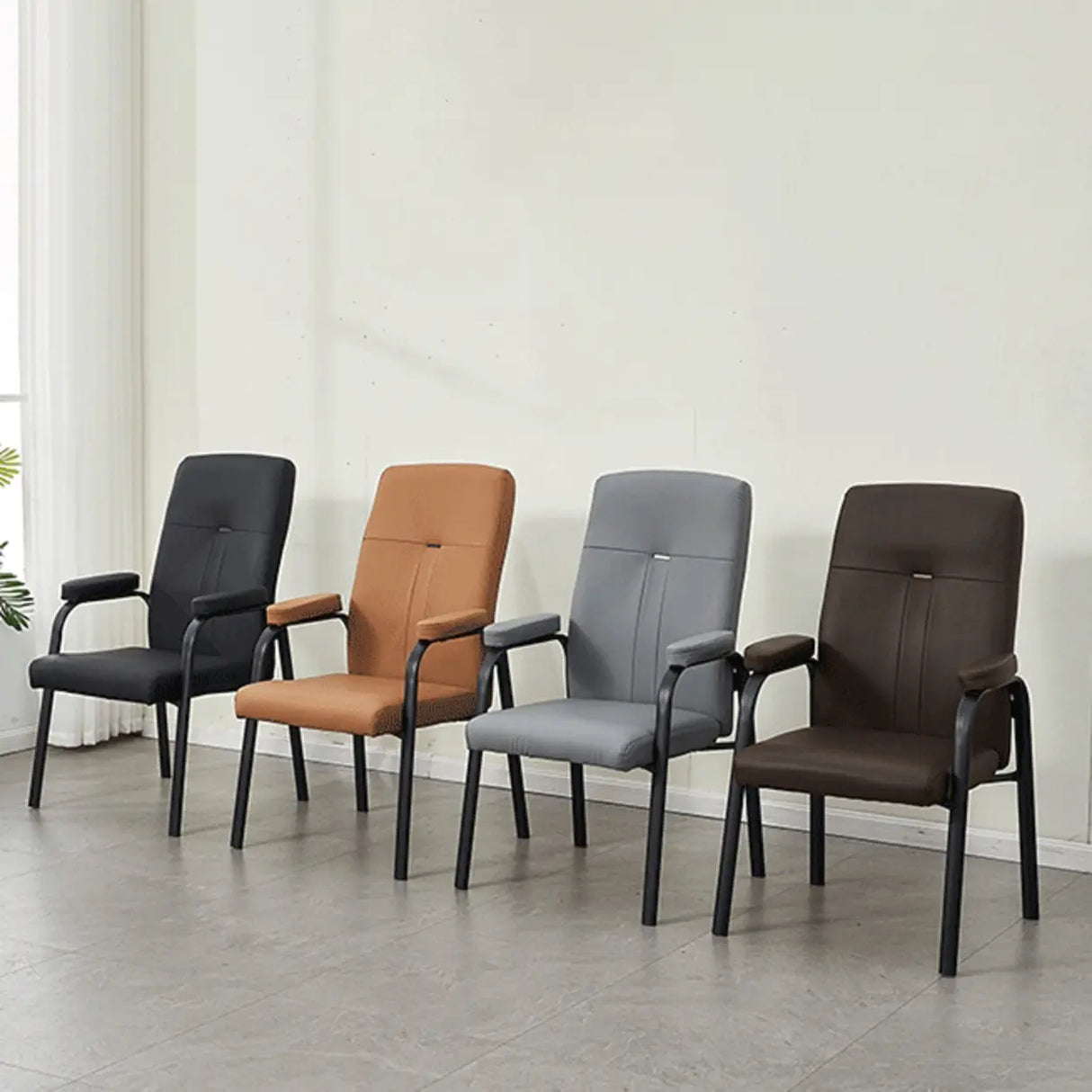 Ergonomic Black Steel Modern Leather Office Chairs Image - 12