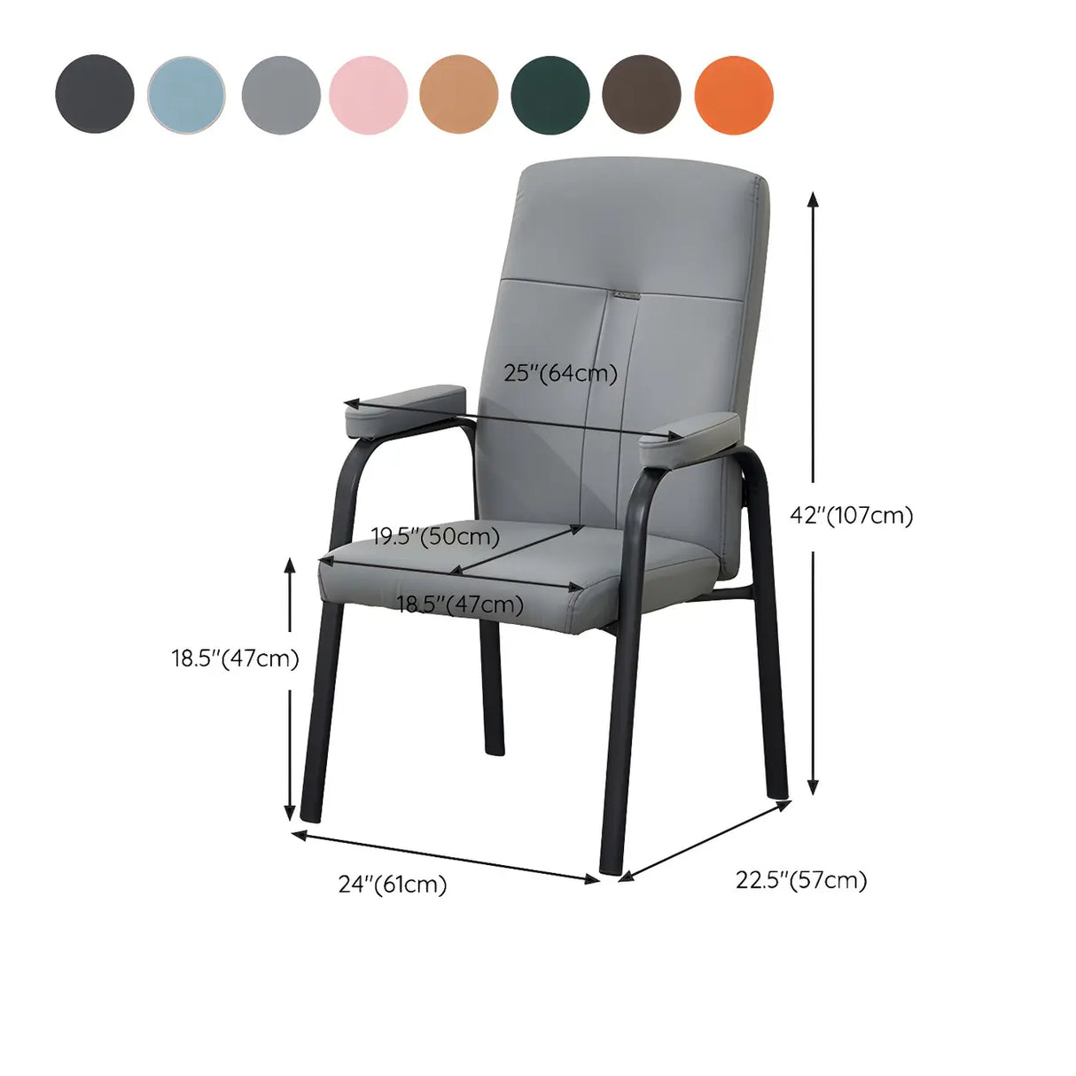 Ergonomic Black Steel Modern Leather Office Chairs 