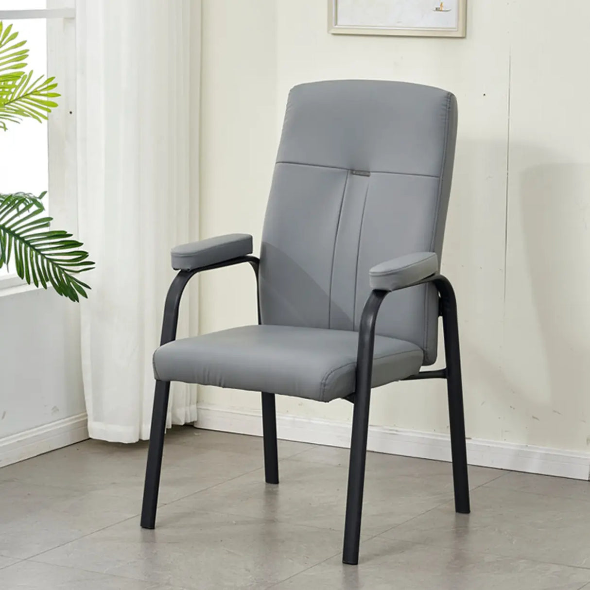 Ergonomic Black Steel Modern Leather Office Chairs Image - 3