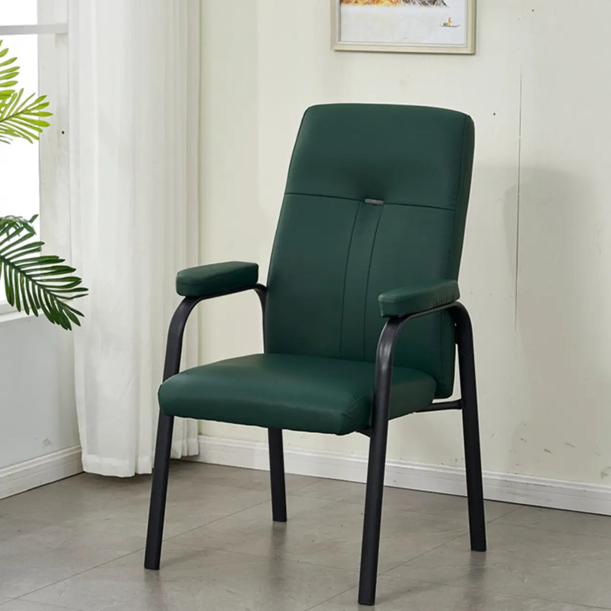 Ergonomic Black Steel Modern Leather Office Chairs Image - 4
