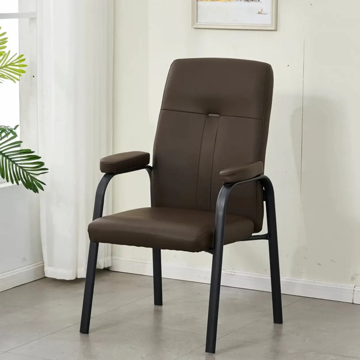 Ergonomic Black Steel Modern Leather Office Chairs Image - 6