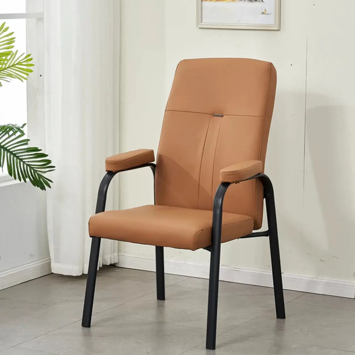 Ergonomic Black Steel Modern Leather Office Chairs Image - 7